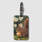 Cute Red Squirrel en Daisies Cute Photo Bagagelabel (Voorkant (verticaal))