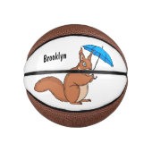 Cute red squirrel met paraplu-cartoon basketbal (Voorkant)