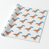 Cute red squirrel met paraplu-cartoon cadeaupapier (Uitgerold)