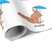 Cute red squirrel met paraplu-cartoon cadeaupapier (Rol Hoek)