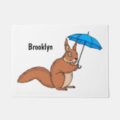 Cute red squirrel met paraplu-cartoon deurmat (Voorkant)