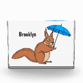 Cute red squirrel met paraplu-cartoon fotoblokken (Voorkant)