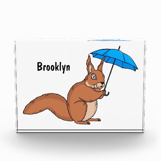 Cute red squirrel met paraplu-cartoon fotoblokken (Voorkant)