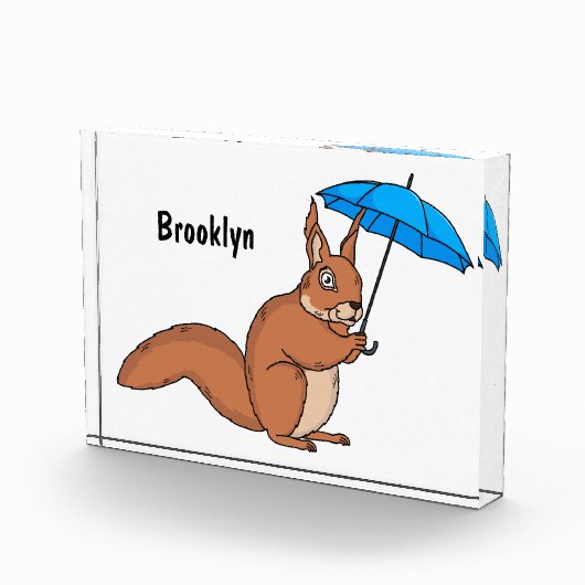 Cute red squirrel met paraplu-cartoon fotoblokken (Rechts)