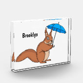 Cute red squirrel met paraplu-cartoon fotoblokken (Links)