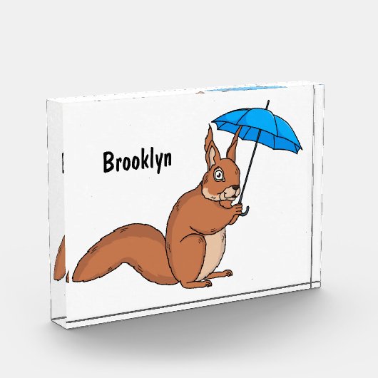 Cute red squirrel met paraplu-cartoon fotoblokken (Links)
