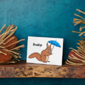 Cute red squirrel met paraplu-cartoon fotoplaat (Zijkant)