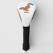 Cute red squirrel met paraplu-cartoon golfheadcover (Voorkant)