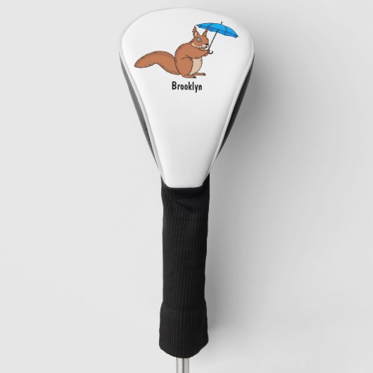 Cute red squirrel met paraplu-cartoon golfheadcover (Voorkant)