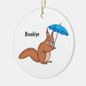Cute red squirrel met paraplu-cartoon keramisch ornament (Links)