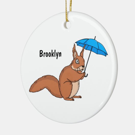 Cute red squirrel met paraplu-cartoon keramisch ornament (Links)