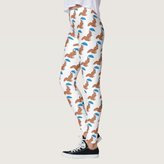 Cute red squirrel met paraplu-cartoon leggings (Links)