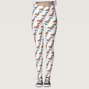 Cute red squirrel met paraplu-cartoon leggings