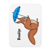 Cute red squirrel met paraplu-cartoon magneet (Verticaal)