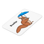 Cute red squirrel met paraplu-cartoon magneet (Linkerzijde)