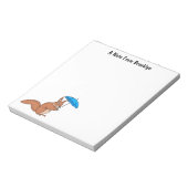 Cute red squirrel met paraplu-cartoon notitieblok (Linkerzijde)