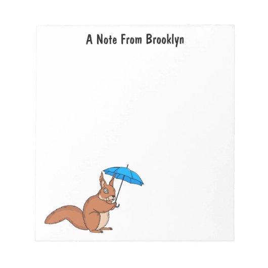 Cute red squirrel met paraplu-cartoon notitieblok (Voorkant)