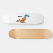 Cute red squirrel met paraplu-cartoon persoonlijk skateboard (Horizontaal)