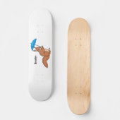 Cute red squirrel met paraplu-cartoon persoonlijk skateboard (Voorkant)