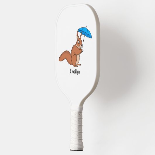Cute red squirrel met paraplu-cartoon pickleball paddle (Links)