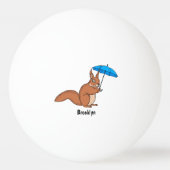 Cute red squirrel met paraplu-cartoon pingpongbal (Achterkant)