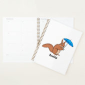 Cute red squirrel met paraplu-cartoon planner (Display)