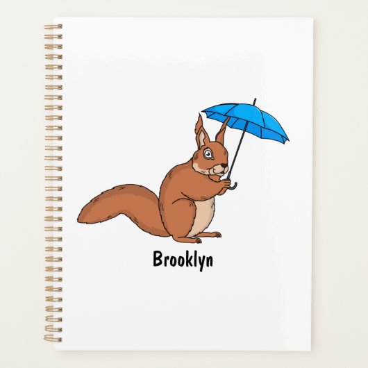 Cute red squirrel met paraplu-cartoon planner (Voorkant)