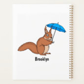 Cute red squirrel met paraplu-cartoon planner (Achterkant)