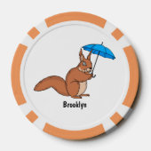 Cute red squirrel met paraplu-cartoon poker chips (Achterkant)