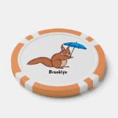 Cute red squirrel met paraplu-cartoon poker chips (Enkel)