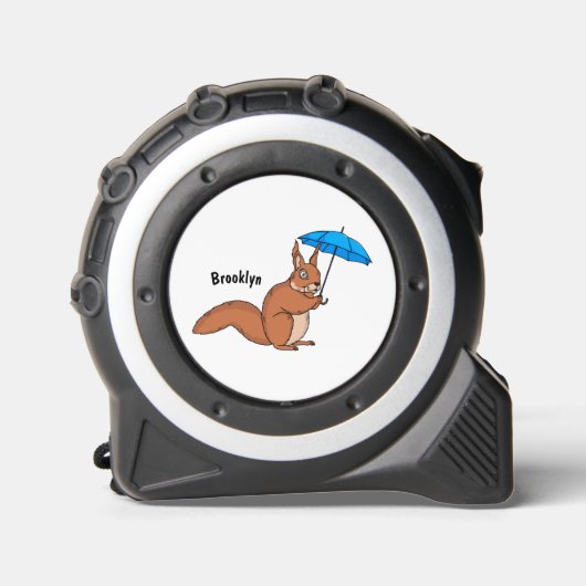 Cute red squirrel met paraplu-cartoon rolmaat (Voorkant)