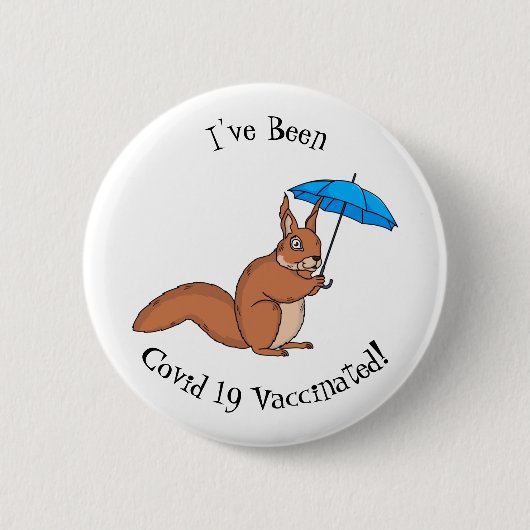 Cute red squirrel met paraplu-cartoon ronde button 5,7 cm (Voorkant)