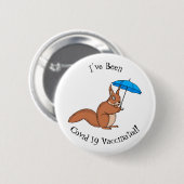 Cute red squirrel met paraplu-cartoon ronde button 5,7 cm (Voorkant /achterkant)