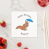 Cute red squirrel met paraplu-cartoon servet (Insitu)