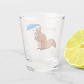 Cute red squirrel met paraplu-cartoon shot glas (Achterkant)