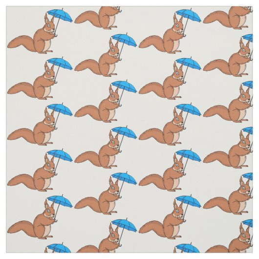 Cute red squirrel met paraplu-cartoon stof (Swatch)