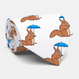 Cute red squirrel met paraplu-cartoon stropdas
