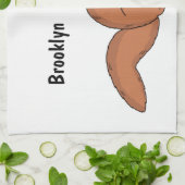 Cute red squirrel met paraplu-cartoon theedoek (Gevouwen)