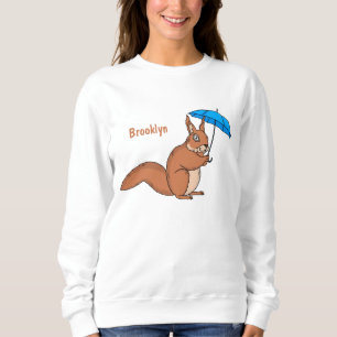 Cute red squirrel met paraplu-cartoon trui