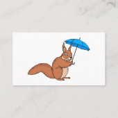 Cute red squirrel met paraplu-cartoon visitekaartje (Achterkant)