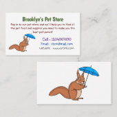 Cute red squirrel met paraplu-cartoon visitekaartje (Voorkant / Achterkant)