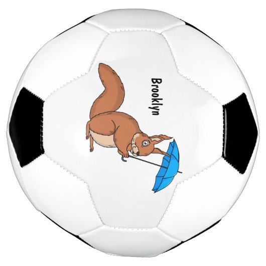 Cute red squirrel met paraplu-cartoon voetbal (Gedraaid)