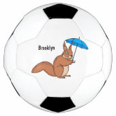 Cute red squirrel met paraplu-cartoon voetbal (Voorkant)