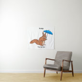 Cute red squirrel met paraplu-cartoon wandkleed (In Situ (horizontaal))