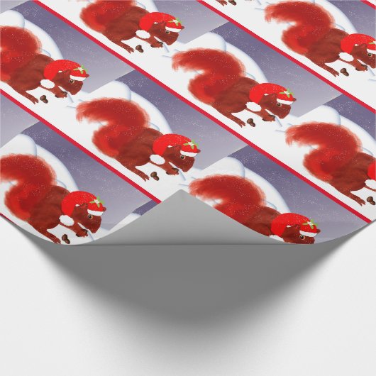 Cute Red Squirrel Snowy Kerstmis Cadeaupapier (Hoek)
