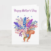 Cute red squirrel with flowers Mother's Day card Kaart (Voorkant)