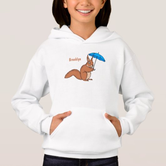 Cute red squirrel with umbrella cartoon  (Voorkant)