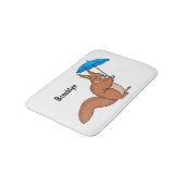 Cute red squirrel with umbrella cartoon badmat (Gekanteld)