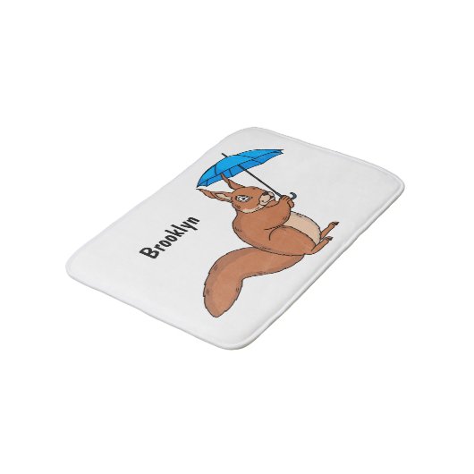 Cute red squirrel with umbrella cartoon  badmat (Gekanteld)