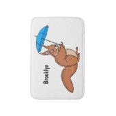 Cute red squirrel with umbrella cartoon badmat (Voorkant Verticaal)